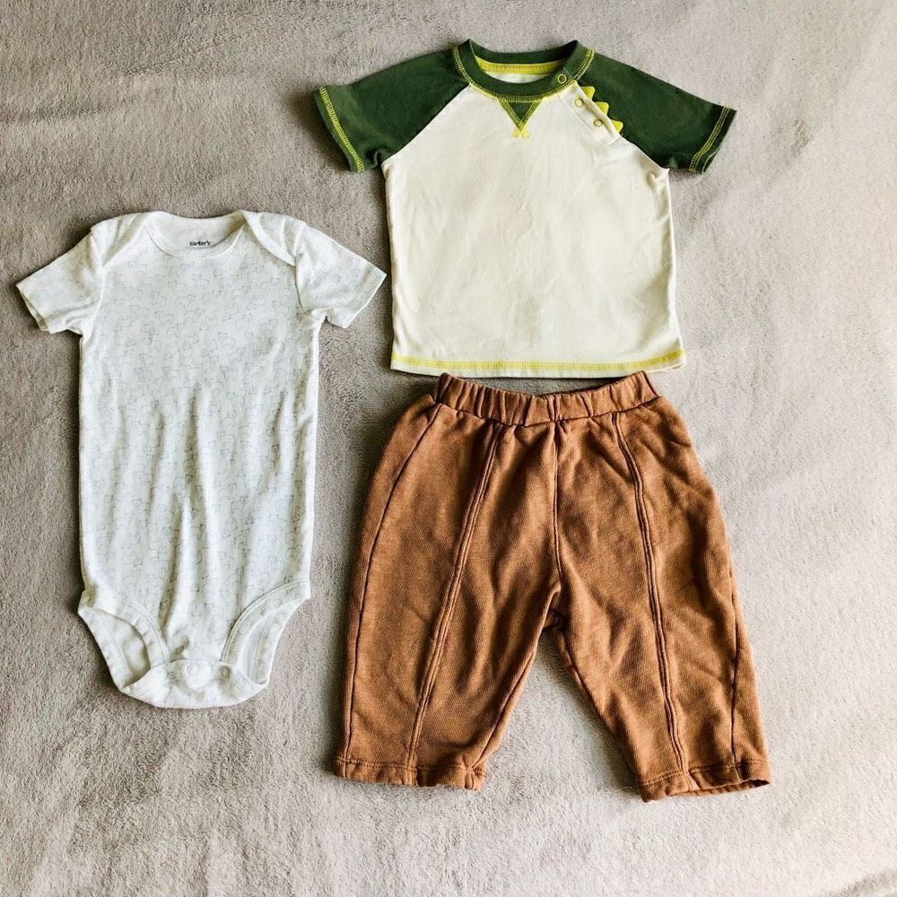 Carterโs Bodysuit,โCat & Jack T-shirt and Zara Baby Pants Mixed Lot. All sizeโ12